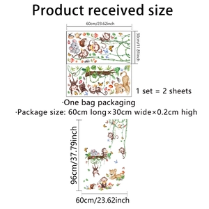 Jungle animals wall decal set with monkeys and lions showing product size 60x30cm