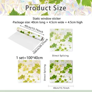Static cling window film with green vine leaf patterns and product size specifications