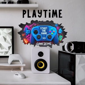 3D game controller wall decal with break-through wall effect for gaming room decor