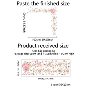 Stickers muraux fleurs et papillons avec guide des tailles mesurant 100cm par 100cm