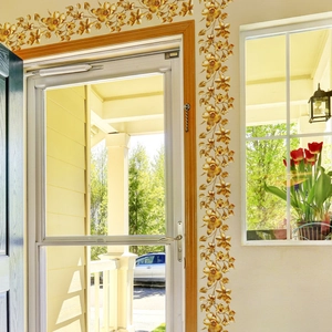 Golden floral vine wall decals with metallic texture for living room home decoration