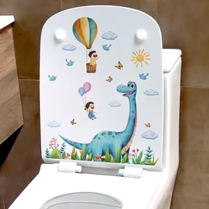 Cartoon dinosaur and hot air balloon stickers for kid bathroom toilet lid decoration