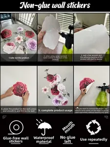 Guide for applying waterproof daisy flower wall decals with step-by-step instructions