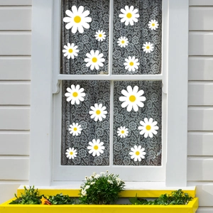 Double-sided white daisy window stickers for home decor with static cling on glass