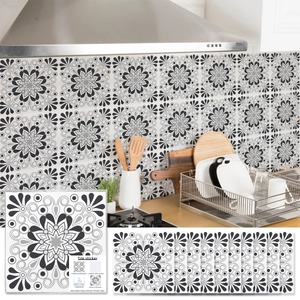 Adesivi per piastrelle mandala retrò 20x20cm impermeabili per decorazione cucina 10pz