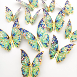 3D butterfly wall stickers set with gold foil edges for DIY home living room decor