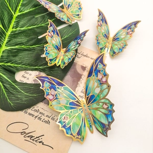 3D gold butterfly wall stickers in gradient blue and green for home wall decoration