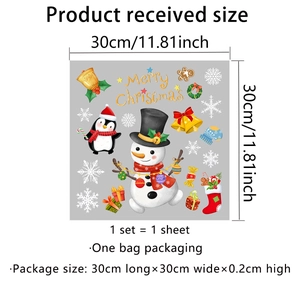 Merry Christmas double-sided window stickers with snowman, penguins and snowflakes