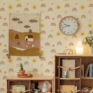 Cartoon Rainbow Sun Clouds Star Wall Sticker Waterproof Self Adhesive Wallpaper For Kids Room Nursery Bedroom Home Decor