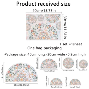 Detailed dimension sheet for floral sun catcher static window decals and mandala stickers