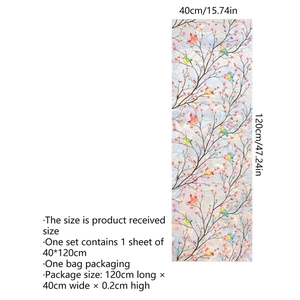 Rainbow bird and flower static cling glass film for windows 15.74x47.24 inch size