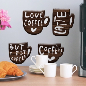 Kreative Kaffeetasse Wandtattoo PVC Holzmaserung Beschriftung Latte Love Coffee Aufkleber Für Küche Cafe Bar Deko