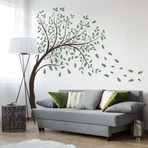 Large Green Leaves Tree Wall Stickers With 3D Butterfly DIY Removable Vinyl Mural Decal For Living Room Bedroom Home Decor