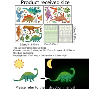 Leuchtende Cartoon-Dinosaurier-Wandaufkleber für Kinderzimmer Wanddekoration Set