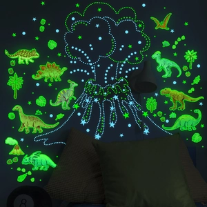 Selbstklebende Leuchtsticker mit Dinosauriern und Vulkan für das Kinderzimmer
