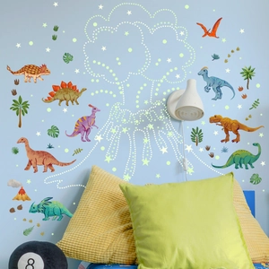 Leuchtende Cartoon-Dinosaurier Wandsticker Set für Kinderzimmer Dekoration Nachtlicht