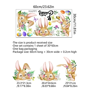 Paashaas en gekleurde eieren muurstickers set voor raamdecoratie, afmeting 30x60cm