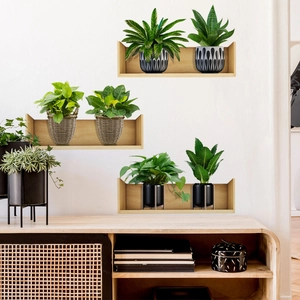 Simulation Green Plant Potted Shelf Wall Stickers PVC Self-Adhesive Waterproof Decals For Home Living Room Bedroom Decor