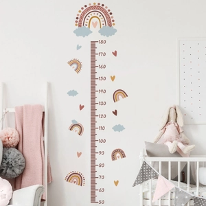 Rainbow and clouds height measurement wall sticker for kids room with 50-180cm scale
