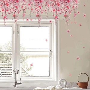Stickers muraux fleurs de cerisier roses pour salon et chambre décoration de maison