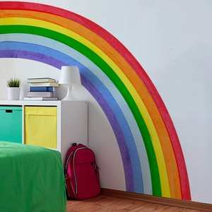 Large colorful rainbow wall sticker for girls bedroom and children playroom decor