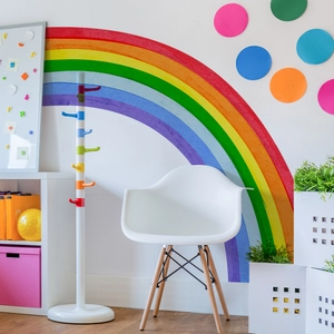 Large Rainbow Wall Sticker PVC Self-Adhesive Colorful Arch Wall Decals For Kids Room Bedroom Nursery School Classroom Home Decor