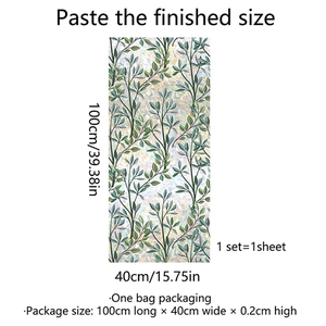 Rainbow prism window film with green leaf patterns measuring 100cm by 40cm