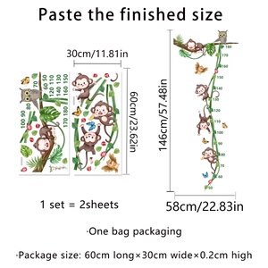 Detail of cartoon monkey height chart stickers showing measurement scale from 50 to 180cm