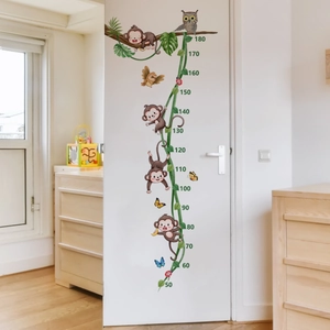 Cartoon Monkey Vine Growth Chart Height Measurement Wall Sticker For Kids Room Nursery Removable PVC Decorative Wall Decals