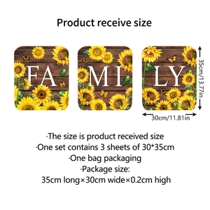 Three-piece Family Sunflower wall stickers set with wood grain and butterfly design