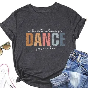 Women Casual Cotton Blend T-Shirt Pullover Round Neck Loose Short Sleeve Letter Print Graphic Top Everyday Western Style