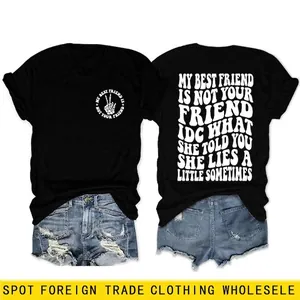 T-Shirt Femmes Coton CVC Manche Courte Col Rond Graphique Slogan Imprimé Casual Vintage Streetwear Loose Fit