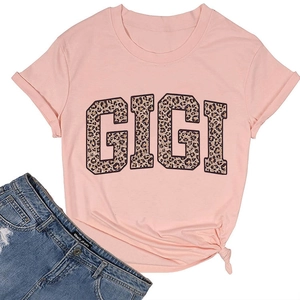 Détail du T-shirt en coton rose avec imprimé léopard GIGI et nœud latéral élégant
