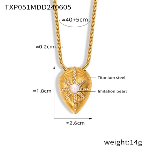 Detailed specs of titanium steel necklace with star pendant and imitation pearl