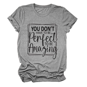 Detailed view of gray cotton crewneck t-shirt with black artistic typography print