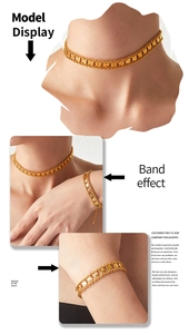 Detailed view of French vintage gold-plated choker and bracelet set with square texture