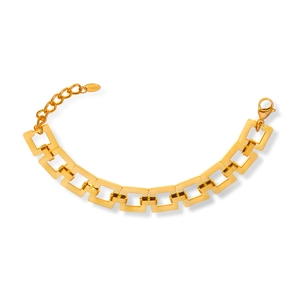 Minimalist gold-plated stainless steel rectangular link bracelet with lobster clasp