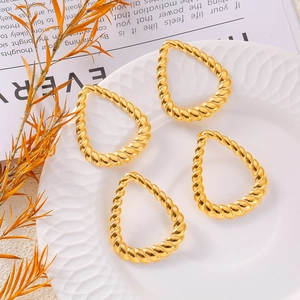 Luxury gold-plated twisted rope earrings in a geometric teardrop shape for women