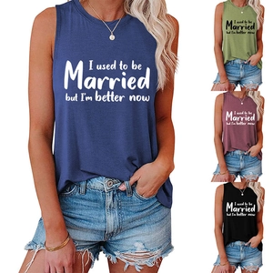Detail view of slogan tank tops in navy, army green, wine red, and black colors