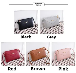 Detailed close-up showing five available colors of the minimalist PU leather crossbody bag