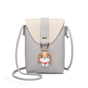 Women's Cute Cartoon Dog Mini Crossbody Phone Bag PU Leather Contrast Color Small Shoulder Bag For Girls Travel Shopping