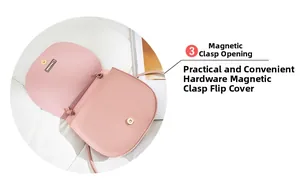 Internal detail of pink saddle bag showing magnetic closure and interior space