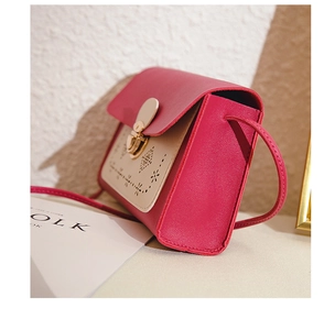 Détail des motifs floraux découpés au laser et du fermoir doré sur le sac bicolore