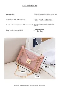 Dettaglio della borsa rosa con catena motivo coccodrillo, dimensioni 18x6x14cm e PVC