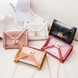 Borsa a Tracolla Jelly da Donna alla Moda in PVC Trasparente PU Motivo Coccodrillo Catena in Metallo Mini Borsa