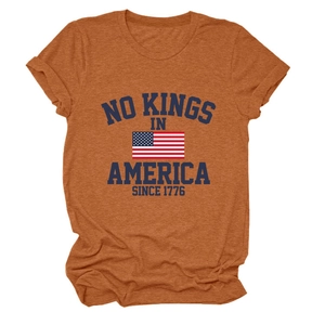 T-shirt orange rouille à col rond avec impression graphique No Kings in America