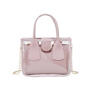 Transparente PVC-Handtasche in Rosa mit Leder-Innentasche und goldener Kette