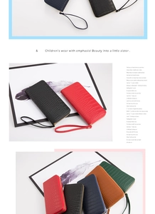 Detailed close-up of crocodile pattern texture on long PU leather zipper wallets