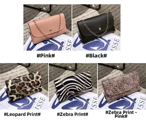 Collage of five crossbody bags featuring leopard, zebra, and solid animal print patterns