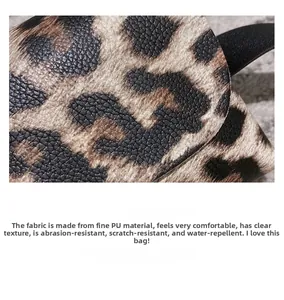Close-up of leopard print animal pattern on durable water-resistant PU leather bag texture